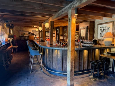 Rustic bar interior at The Woolshed at Ayrburn