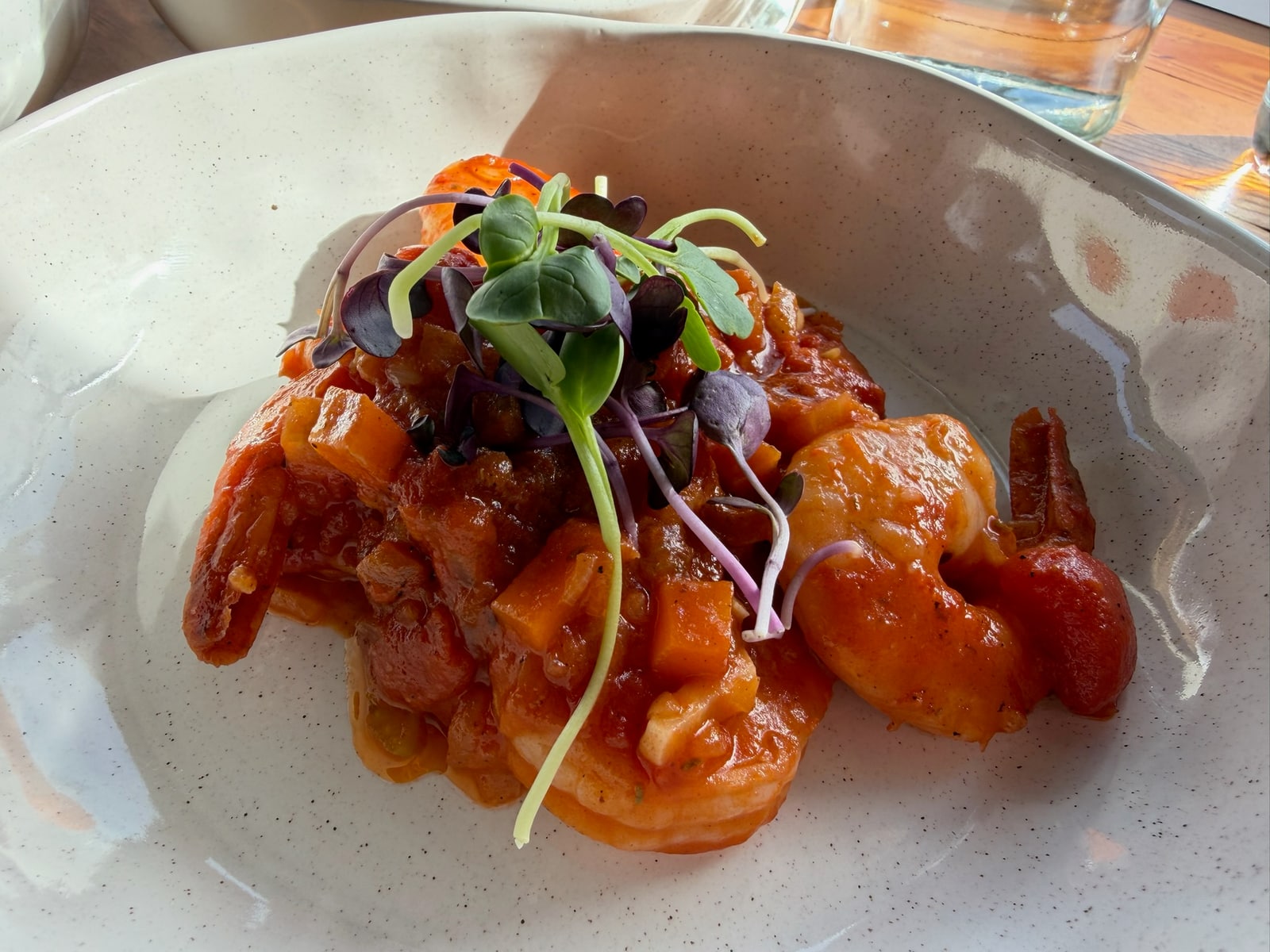 Seafood dish served during a visit to Okurukuru Winery in Taranaki