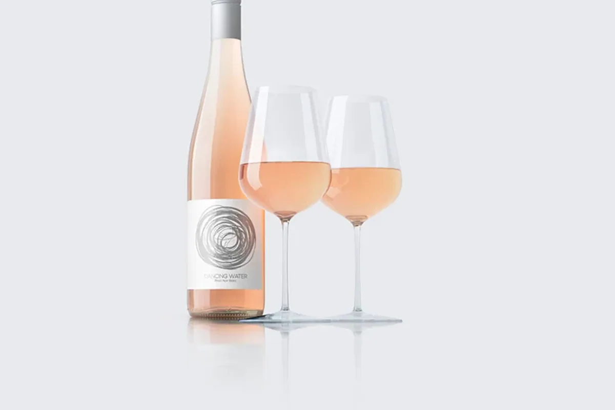 Dancing Water Winery rosé and glasses