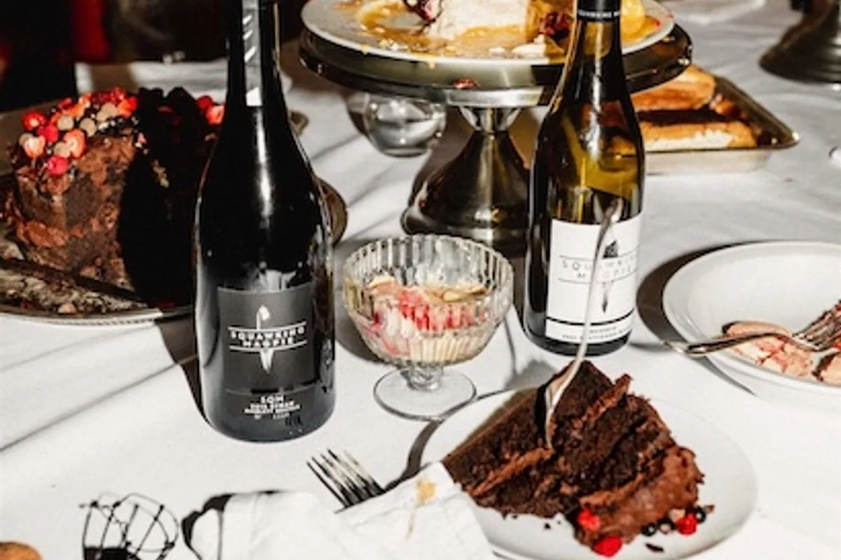 Squawking Magpie wine served with a meal