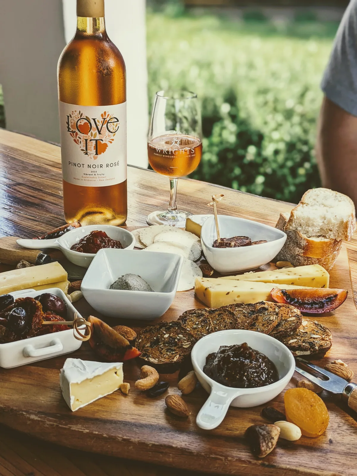 Wine and gourmet platters served at Wrights Vineyard
